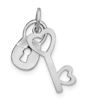  Lock and Key Charm in 10k White Gold