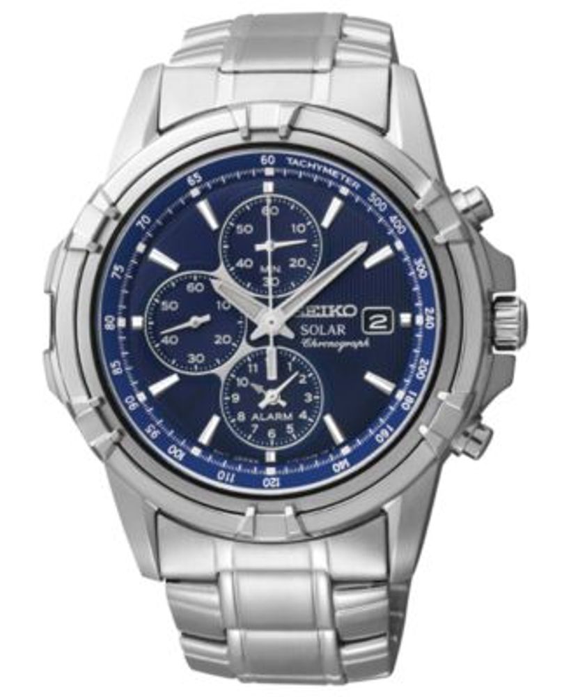Seiko Watch, Men's Chronograph Solar Stainless Steel Bracelet 43mm SSC141 |  Mall of America®