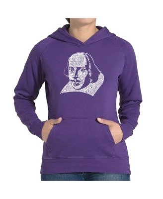 Women's Word Art Hooded Sweatshirt -The Titles Of All William Shakespeare's Comedies & Tragedies