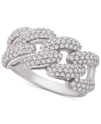 Diamond Link Detail Statement Ring (1 ct. t.w.) in Sterling Silver, Created for Macy's