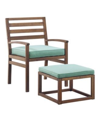 Acacia Wood Outdoor Patio Chair with Pull Out Ottoman