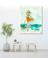 Girl at the Beach at Low Tide Abstract 20" x 16" Canvas Wall Art Print