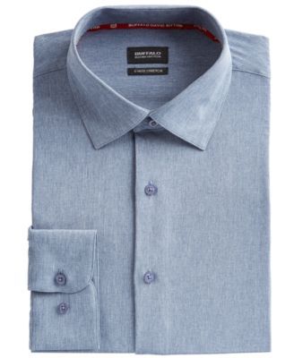 Men's Slim-Fit Performance Stretch Chambray Dress Shirt