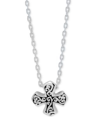 Filigree Maltese Cross Pendant Necklace in Sterling Silver, 18" + 2" extender