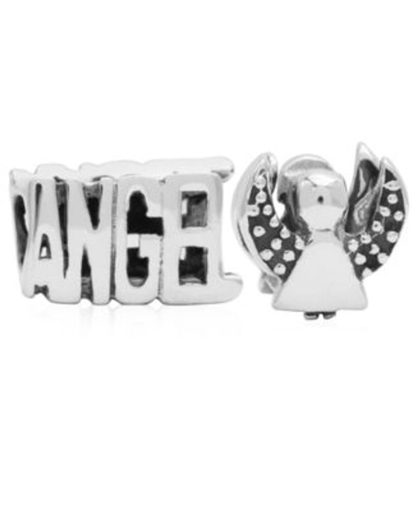 Children's  Angel Bead Charms - Set of 2 in Sterling Silver