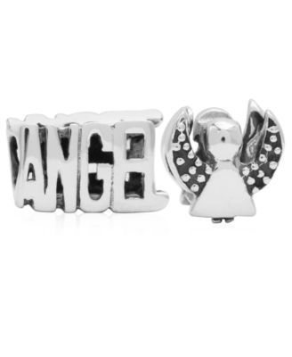 Children's  Angel Bead Charms - Set of 2 in Sterling Silver