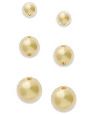 Ball Stud Earring Set 10k Gold or White