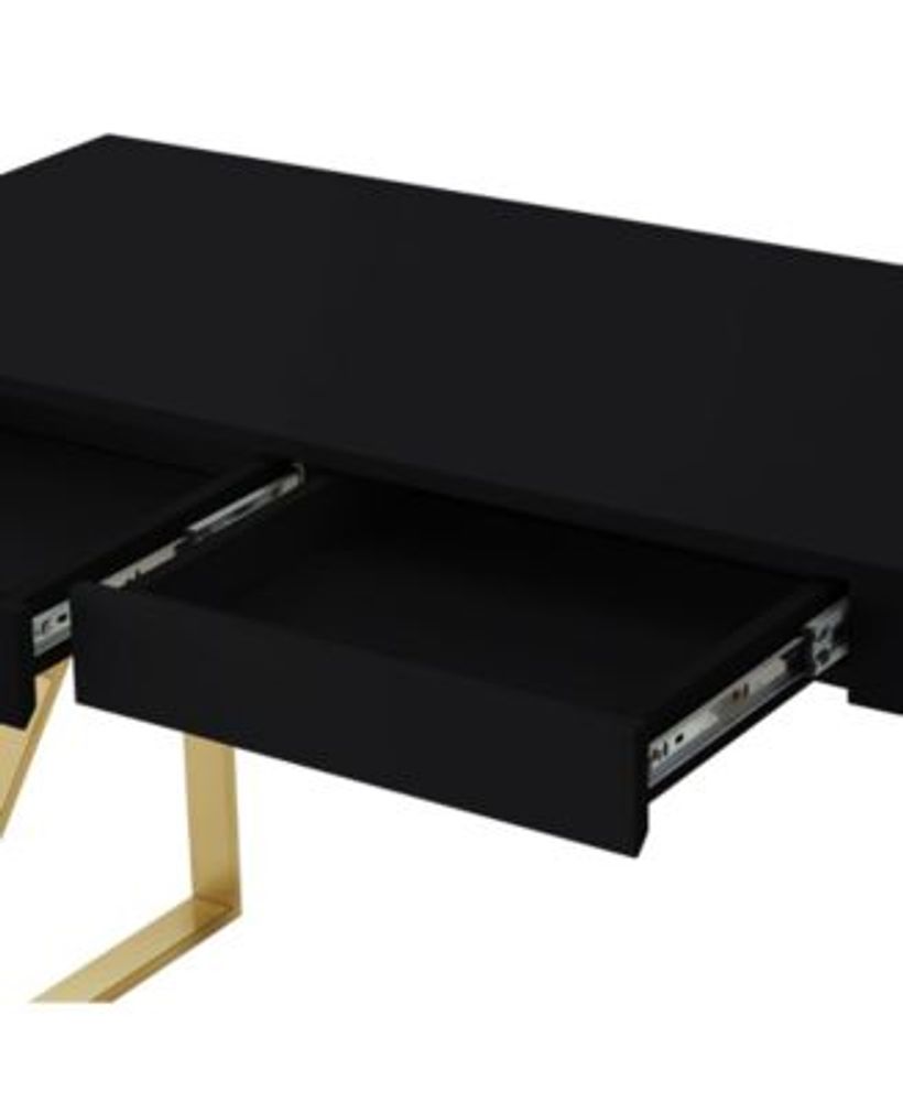 Zosia High Gloss Desk with Polished Metal Base
