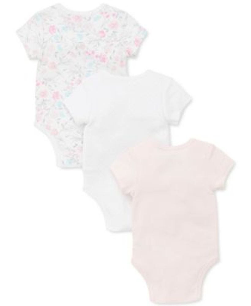 Baby Girls 3-Pack Cotton Floral Bodysuits