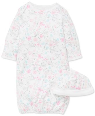Baby Girls 2-Pc. Cotton Floral-Print Hat & Gown Set
