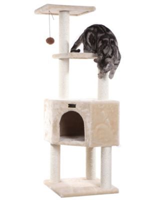 48" Real Wood 3-Level Cat Tower for Kittens Play 