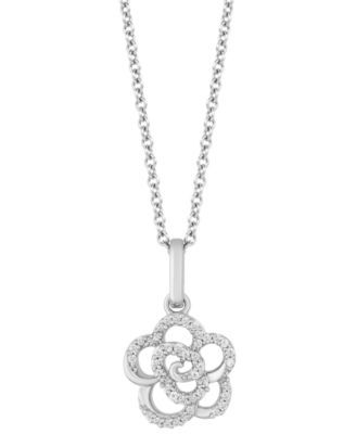 Rose Joy pendant (1/10 ct. t.w.) in Sterling Silver, 16" + 2" extender