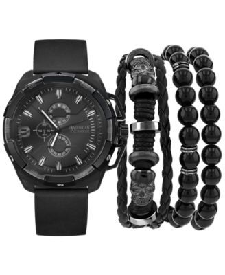Men's Black Polyurethane Strap Watch 40mm Gift Set