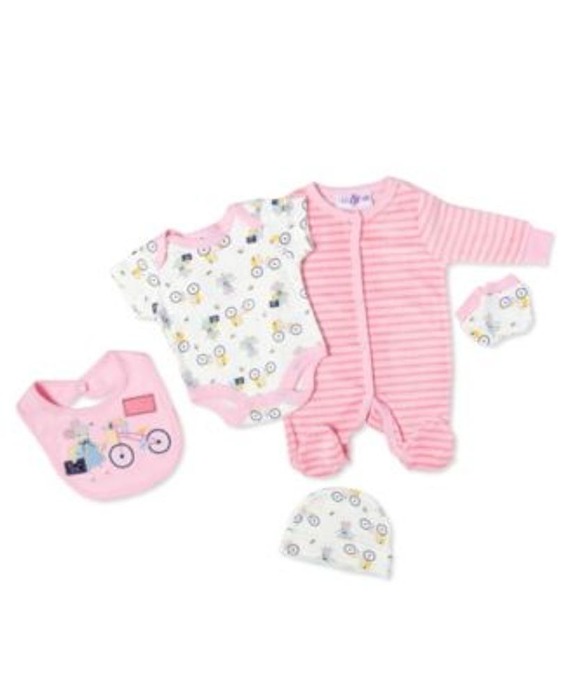 Baby Girls Mouse 5 Piece Velour Layette Gift Set