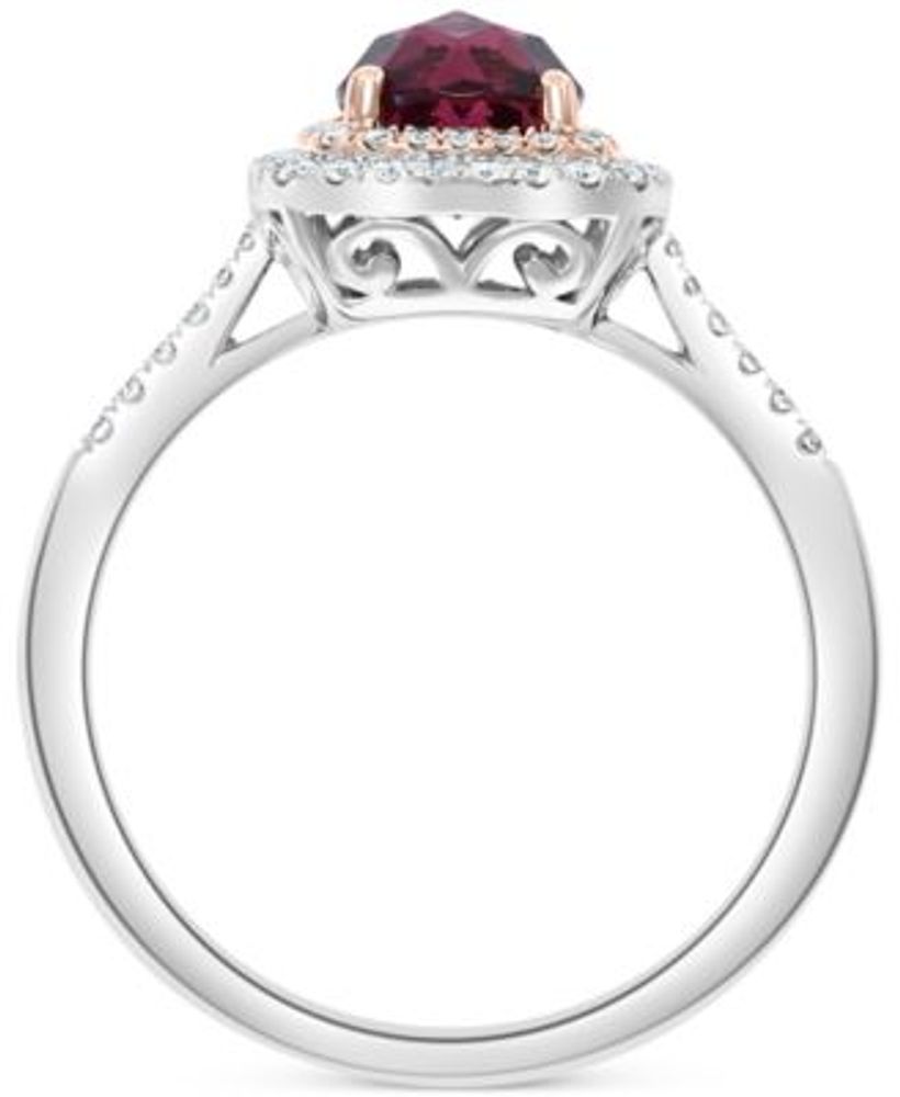 EFFY® Rhodolite (1 ct. t.w.) & Diamond (1/4 ct. t.w.) Ring in 14k Rose & White Gold