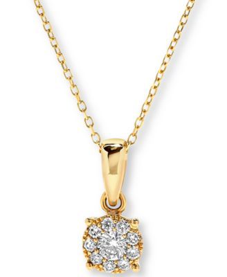 Diamond Halo Cluster Pendant Necklace (1/4 ct. t.w.) in 14k Gold