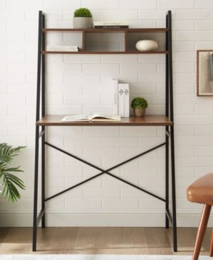 Mini Tall Compact Industrial Ladder Desk with Storage