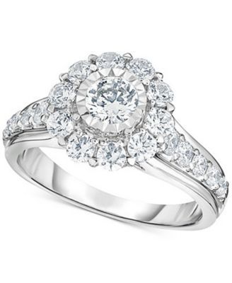 Diamond Halo Engagement Ring (1 1/2 ct. t.w.) in 14K White Gold