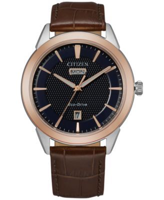Eco-Drive Men's Corso Brown Leather Strap Watch 40mm