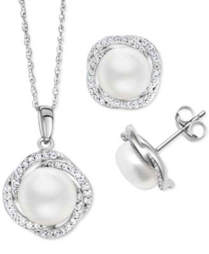 Macy's 2-pc. Diamond Halo Pendant Necklace & Stud Earring Set