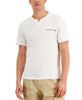 Men's Pintucked Split-Neck T-Shirt, Created for Macy's