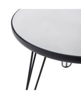 Meera Round Mirror Wood Top End Table