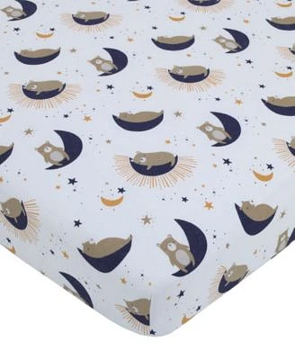 Goodnight Sleep Tight Bear, Star and Moon Fitted Crib Sheet