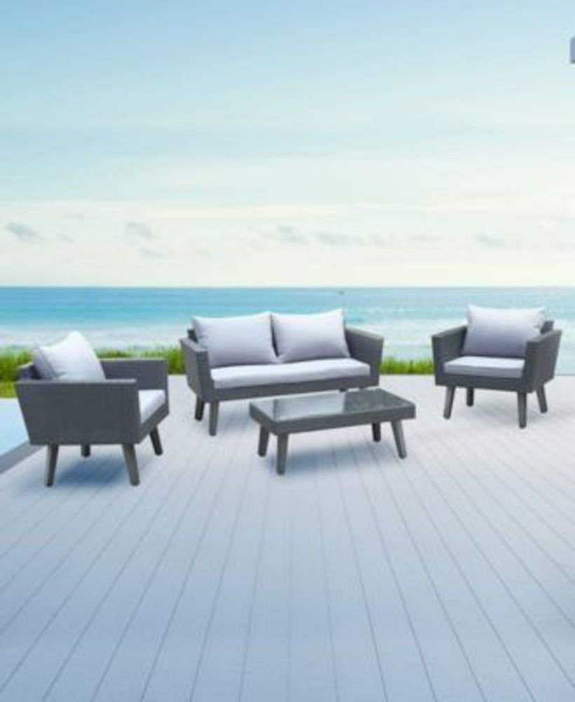 Kotka 4 Piece Outdoor Patio Sofa Seating Set with Cushions