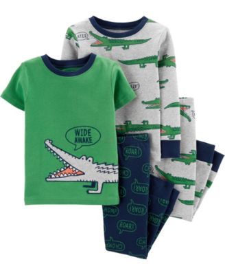 Baby Boys Alligator Snug Fit Pajama, 4 Piece Set