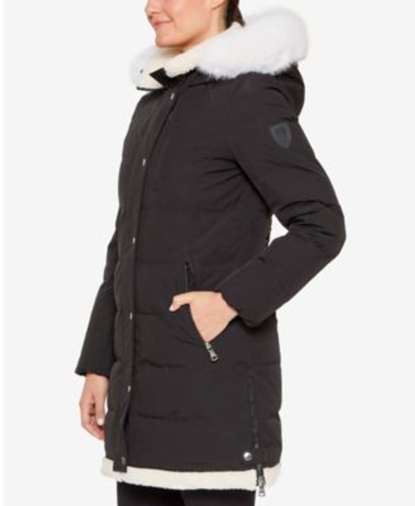 Women's Faux-Fur-Trim Hooded Down Puffer Coat