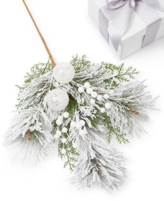 Northern Holiday Flocked Pine Needle Tree Pick, Created for Macy's