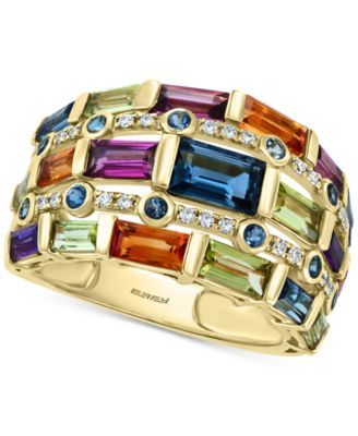 EFFY® Multi-Gemstone (3-3/4 ct. t.w.) & Diamond (1/10 ct. t.w.) Statement Ring in 14k Gold