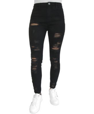 Juniors' Ripped High Rise Skinny Jeans