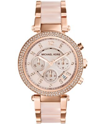 Women's Chronograph Parker Blush and Rose Gold-Tone Stainless Steel Bracelet Watch 39mm MK5896