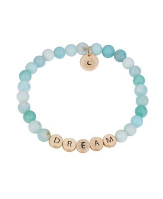 Gold Flash Plated "Dream" Genuine Stone Stretch Bracelet