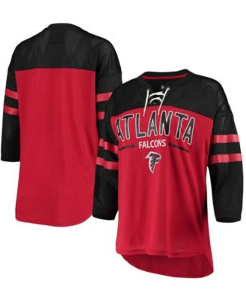 NFL Atlanta Falcons Women SMALL Lace Up V Neck Jersey Tee T Shirt