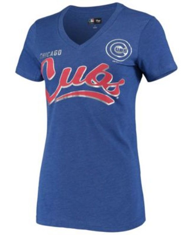 Lids Chicago Cubs G-III 4Her by Carl Banks Women's Good Day V-Neck T-Shirt  - Heathered Royal