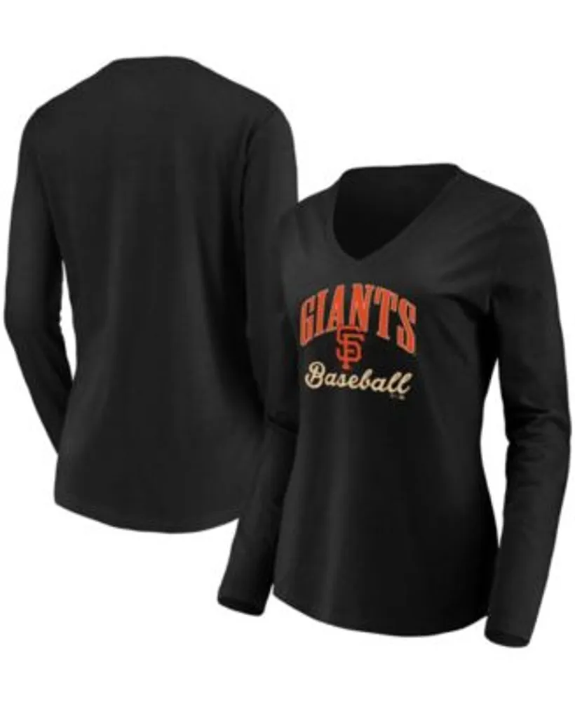 Fanatics Women's Black San Francisco Giants Victory Script V-Neck Long  Sleeve T-shirt