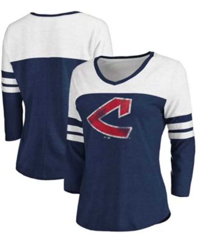 Cleveland Indians Stitches Cooperstown Collection V-Neck Team Color Jersey  - Navy/Red