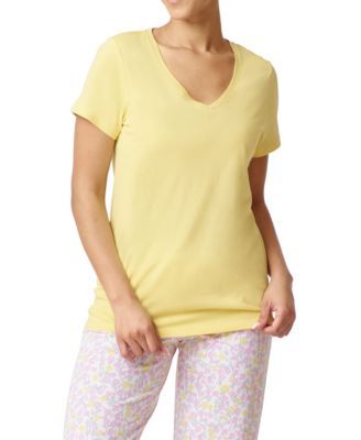 Women's Solid Short Sleeve V-Neck Pajama T-shirt