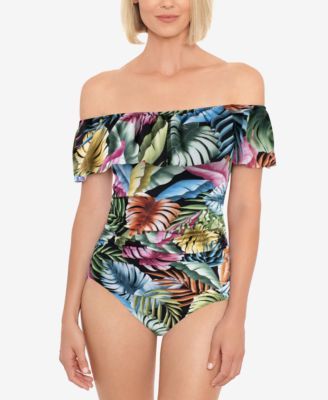 Off-The-Shoulder Tummy-Control One-Piece Swimsuit