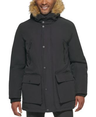 Men's Parka with a Faux Fur-Hood Jacket, Created for Macy's