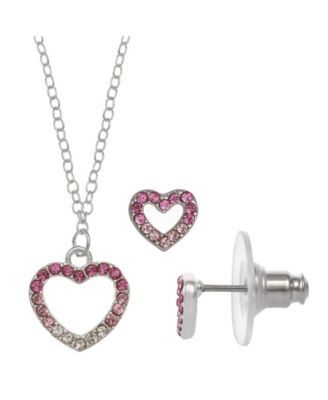 Women's Crystal Pendant Necklace and Earrings Set, 2 Piece
