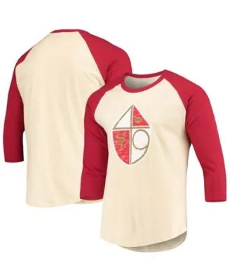 Men's New Era Scarlet San Francisco 49ers Current Raglan Long Sleeve T-Shirt