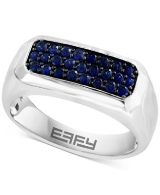 EFFY® Men's Sapphire Cluster Ring (5/8 ct. t.w.) in Sterling Silver