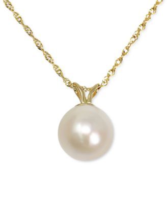 Cultured Freshwater Pearl (9mm) 18" Pendant Necklace in 14k Gold