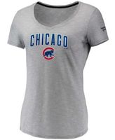 Women's Fanatics Branded Heathered Royal/White Chicago Cubs Official  Wordmark 3/4 Sleeve V-Neck T-Shirt