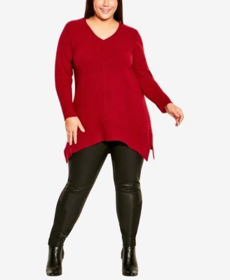 Plus Size Deep Valley V Neck Sweater