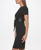 Calvin Klein Solid Faux-Leather Tie-Waist Sheath Dress | Connecticut Post  Mall