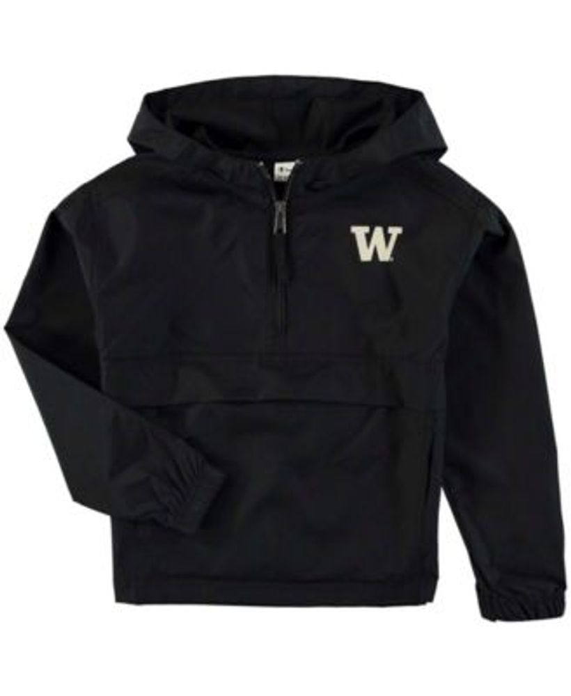 Youth Black Washington Huskies Pack and Go Quarter-Zip Windbreaker Jacket